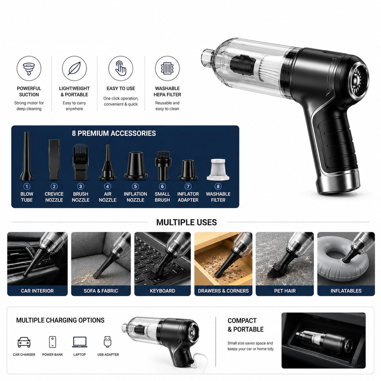 Wireless Powerful Car Vacuum Cleaner